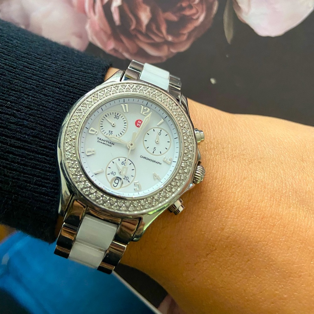 Michele Tahitian White Ceramic Diamonds watch